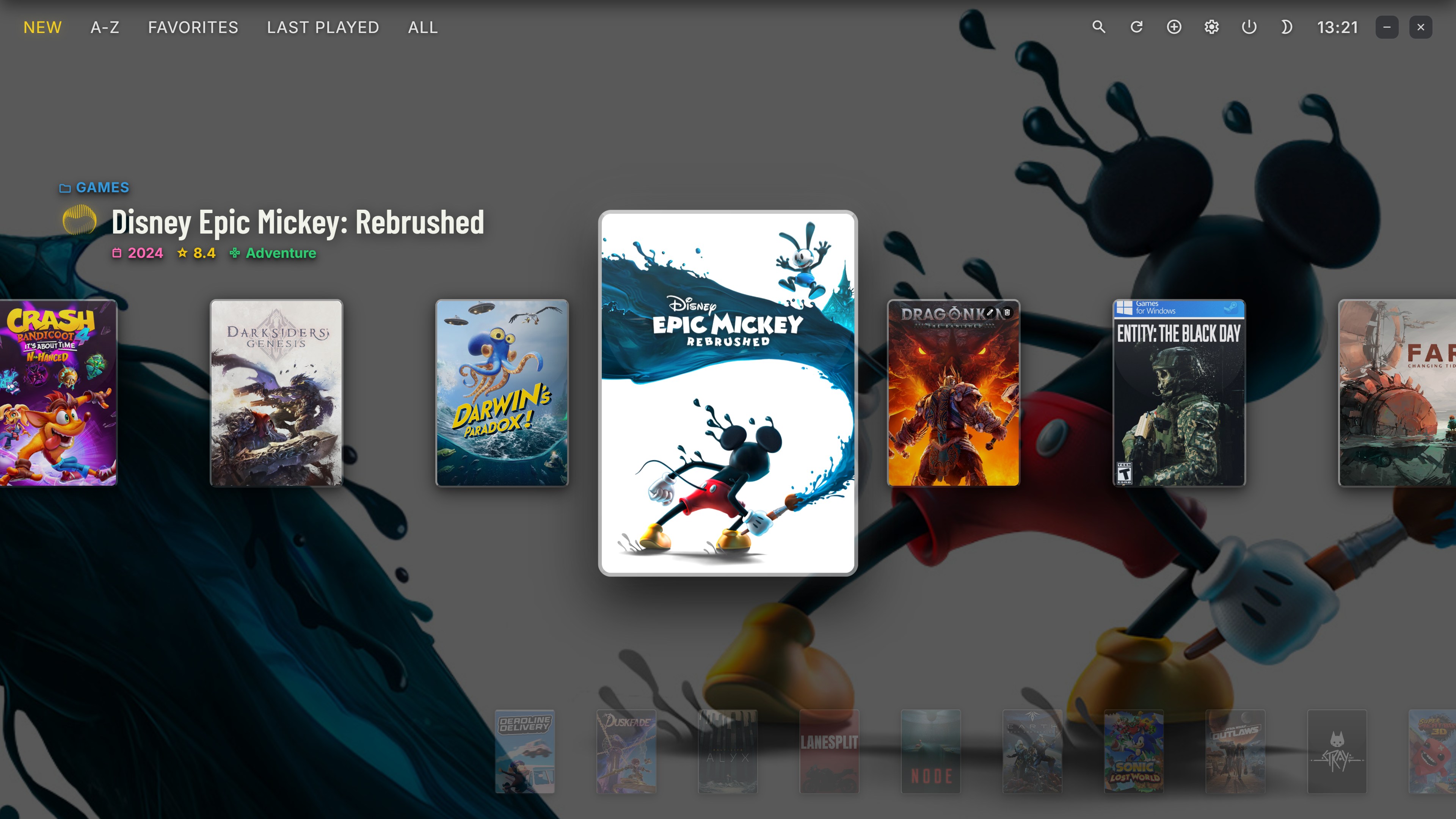 The library with Disney Epic Mickey: Rebrushed themed artwork